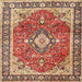 Square Traditional Sandy Brown Medallion Rug, tr4498