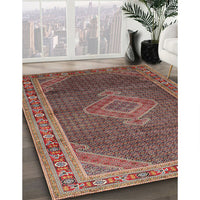 Traditional Orange Salmon Pink Medallion Rug, tr44