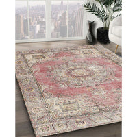 Traditional Orange Salmon Pink Medallion Rug, tr4501