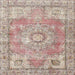 Round Machine Washable Traditional Orange Salmon Pink Rug, wshtr4501