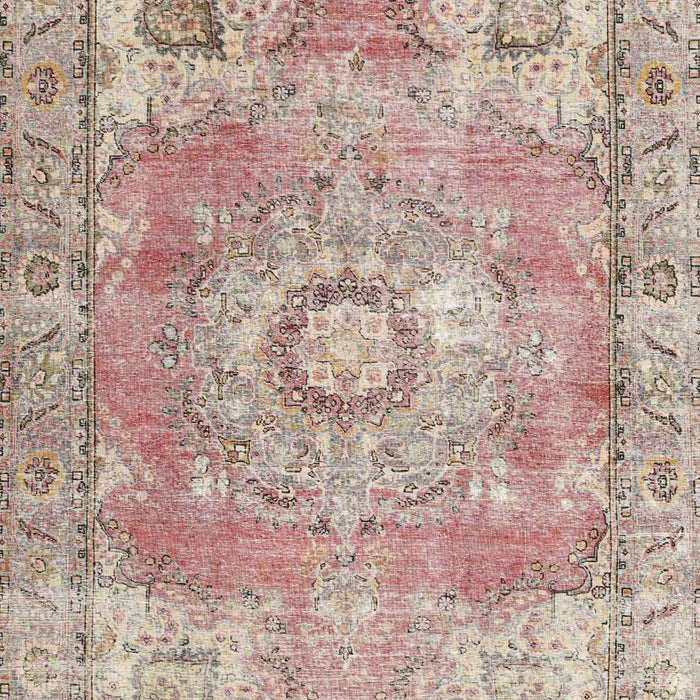 Traditional Orange Salmon Pink Medallion Rug, tr4501