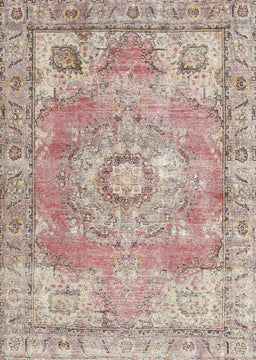 Machine Washable Traditional Orange Salmon Pink Rug, wshtr4501