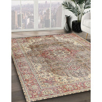 Traditional Dark Gold Brown Medallion Rug, tr4502