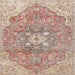 Square Traditional Copper Red Pink Medallion Rug, tr4504