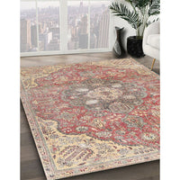 Traditional Copper Red Pink Medallion Rug, tr4504