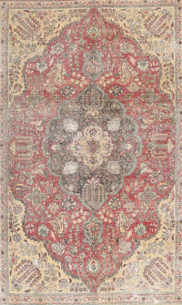 Machine Washable Traditional Copper Red Pink Rug, wshtr4504