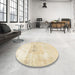 Round Machine Washable Traditional Gold Rug in a Office, wshtr4505