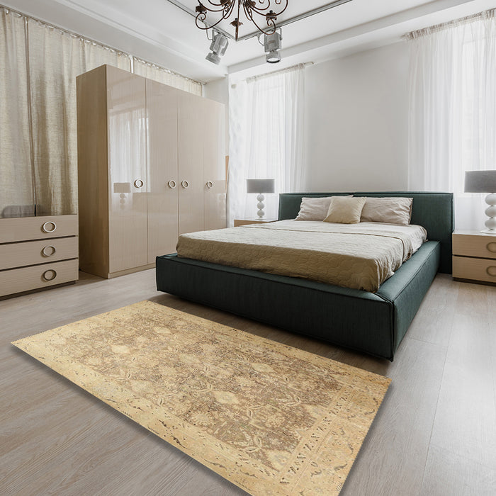 Traditional Bronze Brown Persian Rug in a Bedroom, tr4507