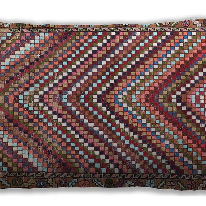 Traditional Classic Rectangular Brown Red Lumbar Throw Pillow, 13 inch by 19 inch, lbtr4508