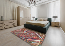 Traditional Brown Red Persian Rug in a Bedroom, tr4508