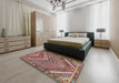 Machine Washable Traditional Brown Red Rug in a Bedroom, wshtr4508