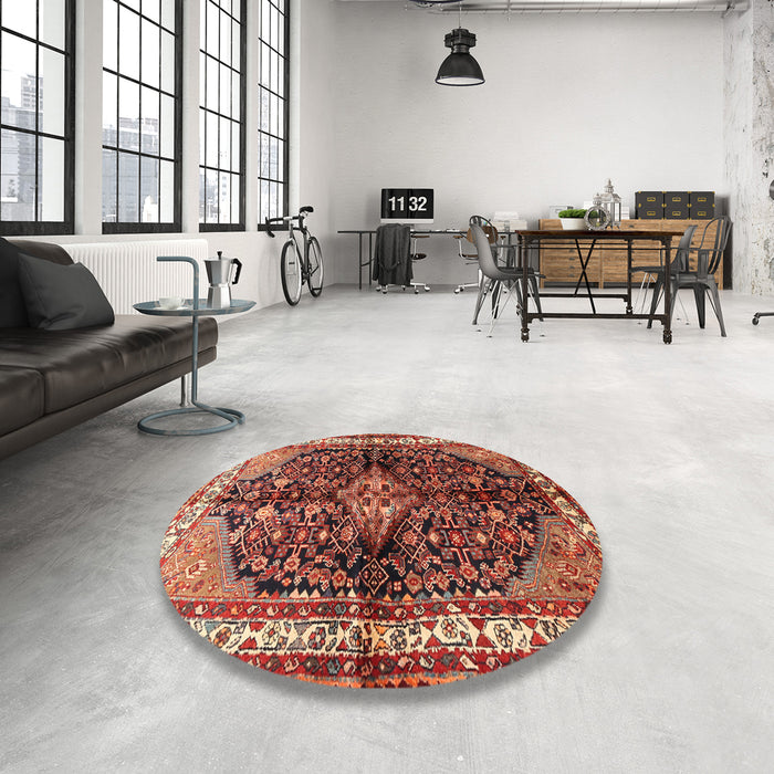 Round Traditional Red Persian Rug in a Office, tr450