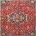 Square Traditional Light Copper Gold Medallion Rug, tr4510