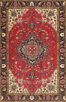 Machine Washable Traditional Tomato Red Rug, wshtr4511
