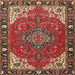 Round Machine Washable Traditional Tomato Red Rug, wshtr4511