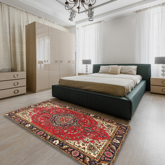Traditional Red Medallion Rug in a Bedroom, tr4511