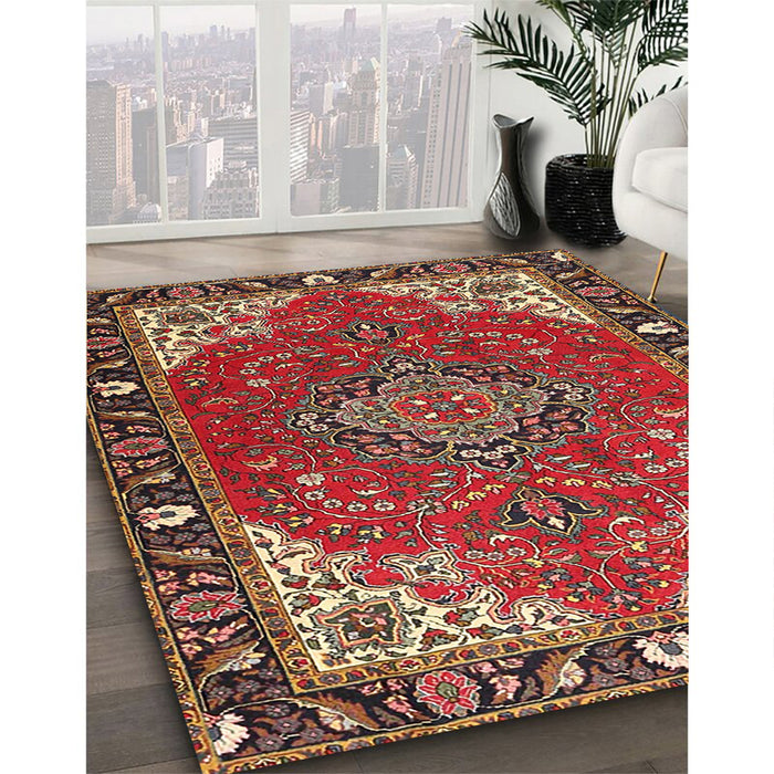 Traditional Red Medallion Rug in Family Room, tr4511