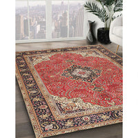 Traditional Saffron Red Medallion Rug, tr4512