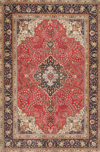 Machine Washable Traditional Saffron Red Rug, wshtr4512