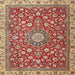 Round Machine Washable Traditional Red Rug, wshtr4513