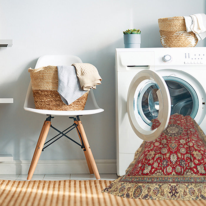 Machine Washable Traditional Red Rug in a Washing Machine, wshtr4513
