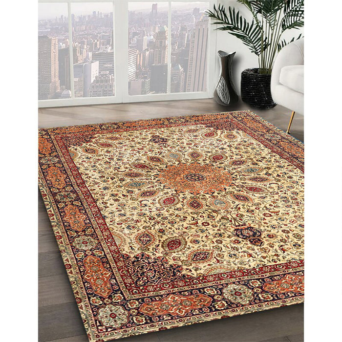 Traditional Brown Red Persian Rug in Family Room, tr4514