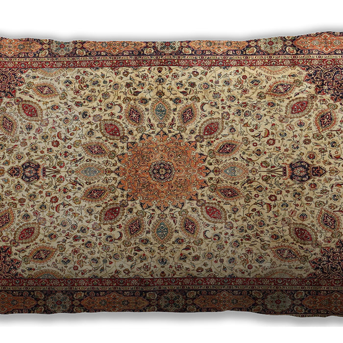 Traditional Classic Rectangular Brown Red Lumbar Throw Pillow, 13 inch by 19 inch, lbtr4514