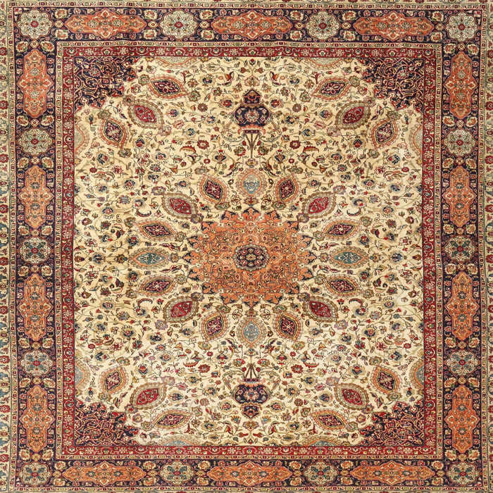 Round Machine Washable Traditional Brown Red Rug, wshtr4514