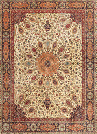 Machine Washable Traditional Brown Red Rug, wshtr4514