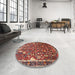 Round Traditional Orange Salmon Pink Animal Rug in a Office, tr4517