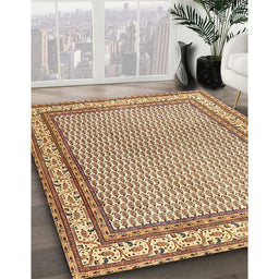 Traditional Sienna Brown Persian Rug in Family Room, tr4518