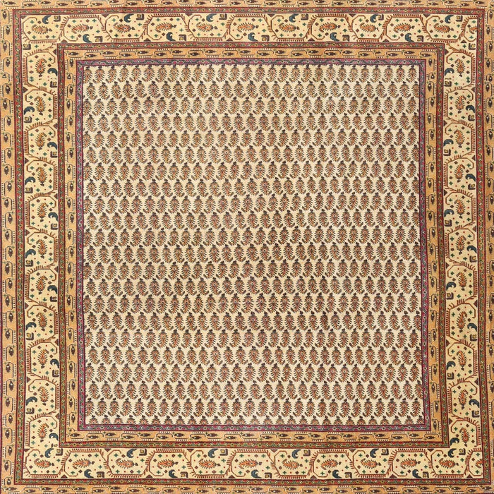 Round Machine Washable Traditional Sienna Brown Rug, wshtr4518