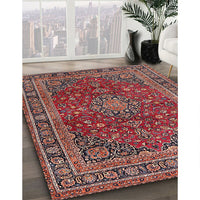 Traditional Saffron Red Medallion Rug, tr4519