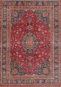 Machine Washable Traditional Saffron Red Rug, wshtr4519