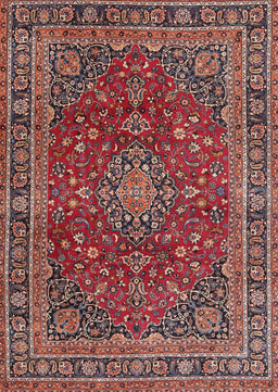 Machine Washable Traditional Saffron Red Rug, wshtr4519