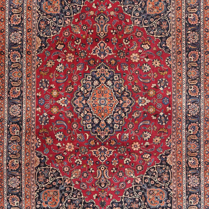 Traditional Saffron Red Medallion Rug, tr4519
