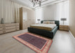 Machine Washable Traditional Vermilion Red Rug in a Bedroom, wshtr451