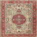 Square Traditional Brown Medallion Rug, tr4522