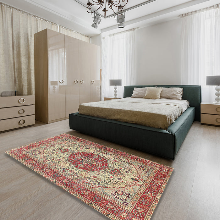 Traditional Brown Medallion Rug in a Bedroom, tr4522