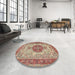 Round Machine Washable Traditional Brown Rug in a Office, wshtr4522