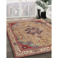 Traditional Brown Red Medallion Rug, tr4523