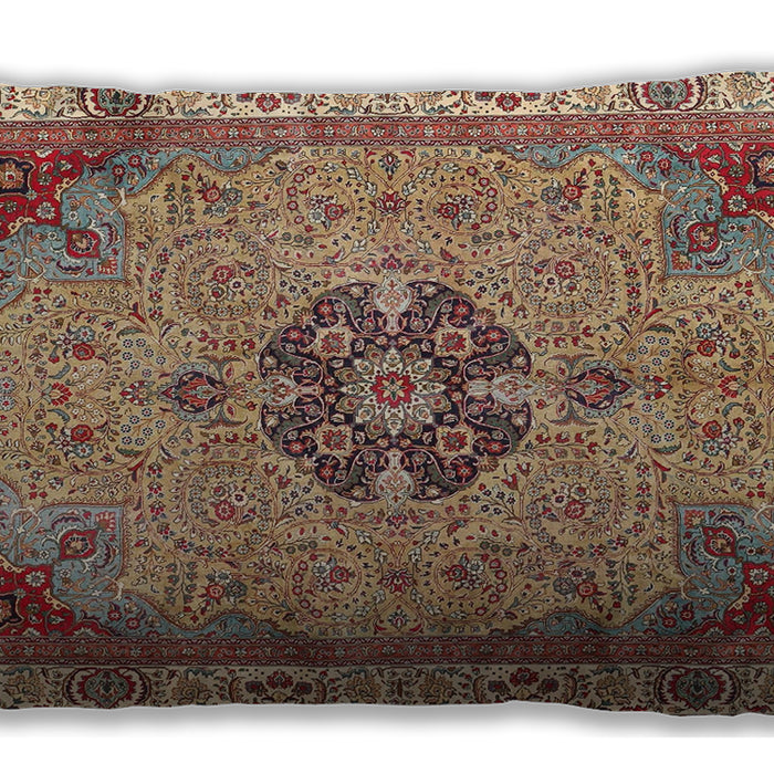 Traditional Classic Rectangular Brown Red Lumbar Throw Pillow, 13 inch by 19 inch, lbtr4523