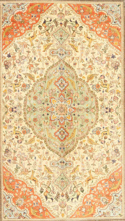 Machine Washable Traditional Yellow Rug, wshtr4525