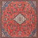 Round Machine Washable Traditional Orange Salmon Pink Rug, wshtr4527