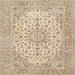 Round Machine Washable Traditional Dark Almond Brown Rug, wshtr4529