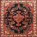 Square Traditional Saffron Red Persian Rug, tr452