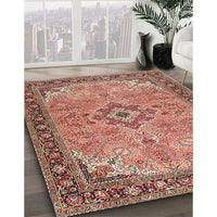 Traditional Fire Brick Red Medallion Rug, tr4530