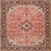 Square Traditional Fire Brick Red Medallion Rug, tr4530