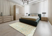 Machine Washable Traditional Sand Brown Rug in a Bedroom, wshtr4531