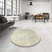 Round Machine Washable Traditional Sand Brown Rug in a Office, wshtr4531